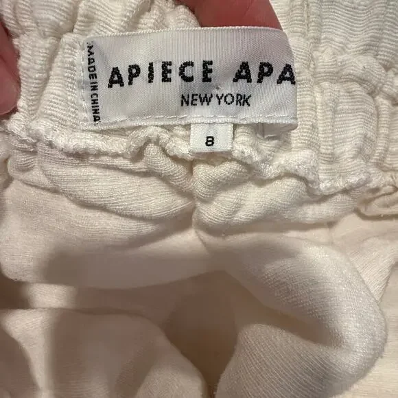 Apiece Apart Linen Blend Drawstring Skirt Cream 8 Summer Chic Resort Boho